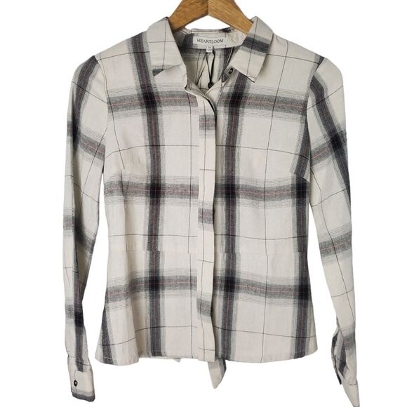 NWT Heartloom Luka Plaid Lace-Up Back Shirt Size XS - Picture 2 of 10
